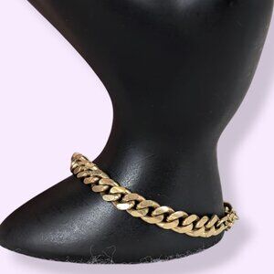 V. Gold Tone Curb Chain Bracelet